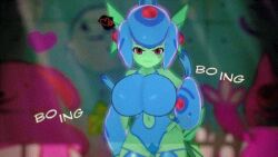 1girl 3d animated breasts digimon digimon_(creature) fins frog_girl head_fins helmet koikatsu_(medium) koithugforless large_breasts monster_girl one-piece_swimsuit ranamon swimsuit tagme video