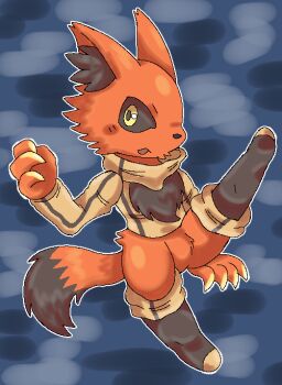 1girl black_boots black_sclera boots colored_sclera fox_girl full_body furry furry_female grimms_notes kung_fu_villain_(grimms_notes) looking_at_viewer red_fur solo sweater tail user_cxuv5752 yellow_eyes