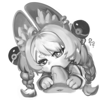 1boy 1girl ? ?? animal_ear_fluff animal_ear_piercing animal_ears braid chisanakei fellatio furry furry_female greyscale hair_ornament heart heart-shaped_pupils hetero loli monochrome oral penis rabbit_ears rabbit_tail simple_background sphere_hair_ornament symbol-shaped_pupils tail thick_eyebrows twin_braids uncensored veins veiny_penis zenless_zone_zero zhao_(zenless_zone_zero)