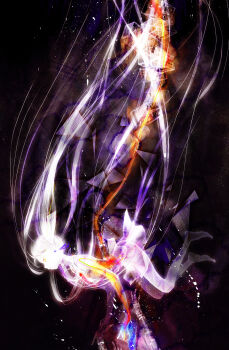 1girl abstract absurdres black_background cable female_focus floating full_body glowing hatsune_miku highres long_hair plug solo solo_focus transparent triangle very_long_hair vocaloid wire yoshida_yoshitsugi