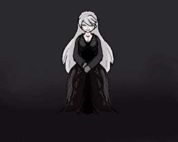 animated animated_gif black_dress closed_eyes dress iron_maiden_(shrift) mon-musu_quest! mon-musu_quest:_paradox p_t_o_ shrift silver_hairband