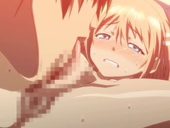 animated animated_gif anus bed blue_eyes blush breasts censored cunnilingus bad_tag indoors interior kamimura_chika licking nipples open_mouth oral pussy sisters_~natsu_no_saigo_no_hi~ spread_legs sweat tears