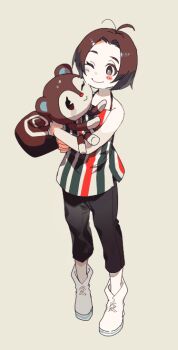 Rule 34 | animal crossing, black pants, grey background, hug, looking at another, nintendo, pants, personification, poppy (animal crossing), simple background, source request, squirrel