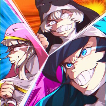 Rule 34 | animal hat, cat hat, digimon, digimon (creature), getter robo, hat, highres, mouse hat, nun, parody, rabbit hat, sistermon blanc, sistermon ciel, sistermon noir, style parody