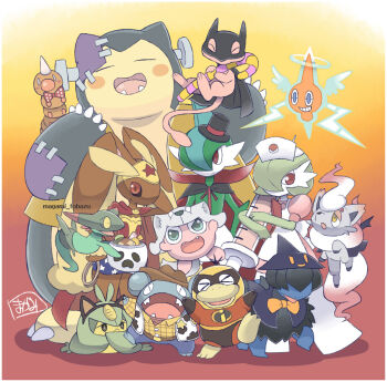 animal_ears artist_name black_hat blue_eyes bob_cut bow bowtie brown_fur brown_hat candy candy_cane cape cat_ears claws cosplay cowboy_hat dc_comics deino_(pokemon) dreepy fangs food frankenstein&#039;s_monster frankenstein&#039;s_monster_(cosplay) furry gallade gardevoir gen_1_pokemon gen_3_pokemon gen_4_pokemon gen_5_pokemon gen_8_pokemon gible green_hair hair_over_one_eye halloween_bucket halloween_costume hat hisuian_zorua jigglypuff large_syringe legendary_pokemon lopunny magami_tobazu mew_(pokemon) mr._incredible mr._incredible_(cosplay) mythical_pokemon nintendo nurse nurse_cap open_mouth orange_bow oversized_object pink_fur pokemon pokemon_(creature) psyduck red_eyes rotom rotom_(normal) signature snorlax swadloon syringe tail the_incredibles weedle wonder_woman wonder_woman_(cosplay) wonder_woman_(series) yellow_eyes