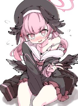 1girl blue_archive koharu_(blue_archive) pink_hair school_uniform shinshin_(ssnsn_oekaki) simple_background solo twitter white_background