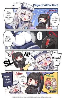 ... 4girls :d ass black_bodysuit black_hair black_halo blue_archive blue_eyes bodysuit breasts commentary donmin_h english_commentary english_text grey_hair grey_halo halo highres himari_(armed)_(blue_archive) himari_(blue_archive) large_breasts long_hair multiple_girls neru_(blue_archive) official_alternate_costume open_mouth red_eyes rio_(armed)_(blue_archive) rio_(blue_archive) seia_(blue_archive) sitting smile speech_bubble spoken_ellipsis white_bodysuit white_hair