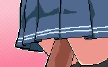 1boy 1girl age_difference animated black_thighhighs clothed_female_nude_male clothed_sex hetero loli long_sleeves lowres miniskirt moaning nude original penis pink_background pixel_art pleated_skirt qswan sex sex_from_behind simple_background sitting sitting_on_person skirt sound thighhighs third-party_edit trembling v vaginal video zettai_ryouiki