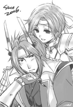 Rule 34 | armor, blush, hair ornament, headband, ishida mitsunari (sengoku musou), jacket, medium hair, nene (sengoku musou), parted bangs, sengoku musou