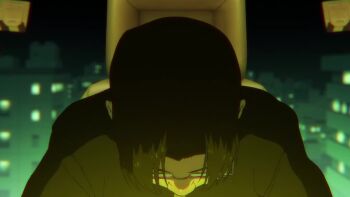 animated battle city dandadan destruction flashback giant giant_monster horns mecha night punching robot sakata_kinta sound tagme tail throwing video