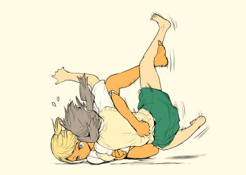 2girls blonde_hair catfight fujita_kakuji jiu-jitsu multiple_girls skirt tagme wrestling