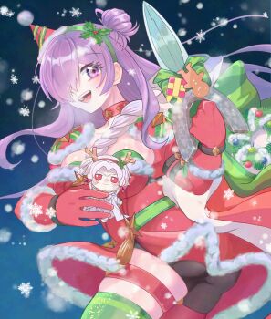 Rule 34 | 1girl, :d, applebell555, arval (fire emblem), ass, black shorts, breasts, character doll, character request, commentary request, doll, female shez (fire emblem), female shez (snowfield envoy) (fire emblem), fire emblem, fire emblem: three houses, fire emblem heroes, fire emblem warriors: three hopes, floating hair, fur trim, gloves, green hairband, hair over one eye, hairband, hands up, hat, highres, jewelry, large breasts, long hair, looking at viewer, mini hat, nintendo, official alternate costume, one eye covered, open mouth, purple eyes, purple hair, red gloves, shorts, sideboob, skindentation, smile, snow, snowing, teeth, thick thighs, thighlet, thighs, upper teeth only