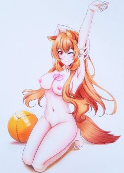 1girl animal_ears ball breasts highres long_hair nipples nude purple_eyes raccoon_ears raccoon_girl raccoon_tail raphtalia tail tate_no_yuusha_no_nariagari yandereraptor