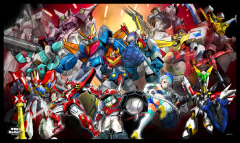 Rule 34 | 1boy, 1girl, annotated, armor, ass, baseball, baseball glove, blue flower, blue rose, blue rose (tiger &amp; bunny), boots, breasts, canopy (aircraft), clenched hand, company connection, cowboy bebop, crossover, daitarn 3, densetsu no yuusha da-garn, dual wielding, elbow gloves, escaflowne, fire j-decker, flower, ginga hyouryuu vifam, gloves, glowing, glowing eyes, goggles, great da-garn gx, green eyes, haou taikei ryuu knight, high heel boots, high heels, highres, holding, holding lance, holding polearm, holding sword, holding weapon, juusenki l-gaim, l-gaim mk ii, lance, lord zephyr, madou king granzort, magnum ace, masamu (leonore69), mecha, mecha focus, medium breasts, multiple crossover, muteki choujin zambot 3, muteki koujin daitarn 3, muteki robo trider g7, polearm, power armor, robot, yoroiden samurai troopers, rose, sanada ryou, science fiction, sentou mecha xabungle, shippu! iron leaguer, spacecraft, sunrise (company), super granzort, super robot, sword, swordfish ii, tenkuu no escaflowne, thigh boots, thighhighs, tiger &amp; bunny, trider g7, v-fin, vifam, visor, walker gallia, weapon, white gloves, yoroiden samurai troopers, yuusha keisatsu j-decker, yuusha series, zambot 3