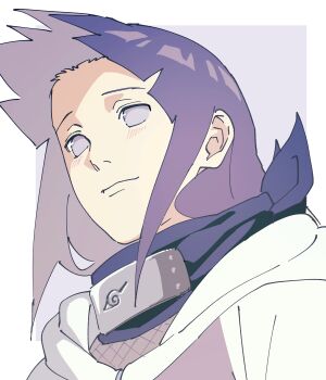 Rule 34 | 1girl, absurdres, blue hair, blush, forehead protector, highres, hood, hooded jacket, hyuuga hinata, jacket, naruto (series), naruto shippuuden, pnpk 1013, purple eyes, purple jacket, simple background, smile, solo, upper body, white background, white jacket
