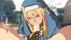 2boys animated blonde_hair blue_eyes bridget_(guilty_gear) erection fellatio fingerless_gloves gloves guilty_gear guilty_gear_strive hair_between_eyes handjob heart heart-shaped_pupils large_penis long_hair looking_at_viewer male_focus multiple_boys oral penis pov rouge_nine sound symbol-shaped_pupils trap uncensored video yaoi