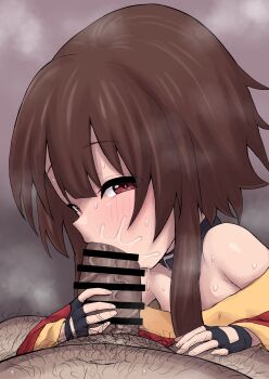 1boy 1girl censored fellatio megumin oral penis urushi_uroro