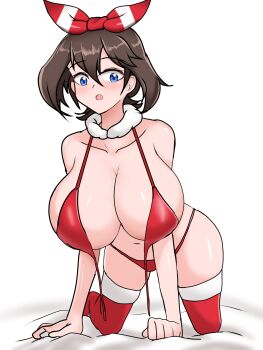 1girl breasts brown_hair highres huge_breasts may_(pokemon) nintendo pokemon solo