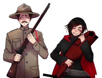 absurdres crescent_rose gun highres holding holding_gun holding_weapon non-web_source ruby_rose rwby sergeant_raymond victorjdraws weapon world_war_i