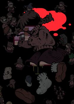 6+girls 9twoeight animated animated_gif black_headwear braid brown_hair character_request closed_eyes hat highres long_hair long_sleeves madotsuki multiple_girls red_footwear red_skirt red_sweater skirt socks sweater twin_braids white_socks witch_hat yume_nikki