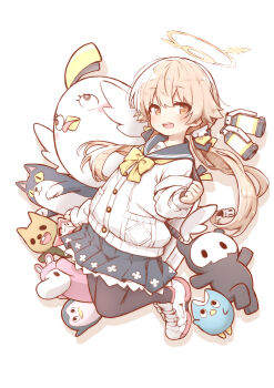 1girl absurdres angry_adelie_(blue_archive) big_brother_(blue_archive) black_pantyhose blue_archive commentary_request halo has_bad_revision has_downscaled_revision hifumi_(blue_archive) highres kareya long_hair low_twintails md5_mismatch mr._nicholai_(blue_archive) pantyhose peroro_(blue_archive) pinky-paca_(blue_archive) resolution_mismatch skirt skullman_(blue_archive) solo source_smaller twintails wavecat_(blue_archive) white_background