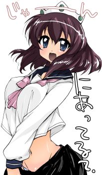 00s 1girl absurdres bad_id bad_pixiv_id black_hair blue_eyes blush breasts cleavage covered_erect_nipples crown female_focus groin henrietta_de_tristain highres media_factory midriff nakamura_sandayo navel panties pantyshot purple_hair ribbon school_uniform serafuku short_hair skirt solo underwear upskirt zero_no_tsukaima