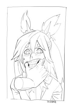 1girl burn_the_witch exposed_teeth gums highres monochrome ninny_spangcole tagme teeth