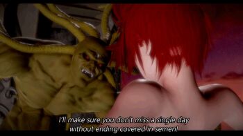 1girl 3d animated animated_gif bouncing_breasts breasts deep_penetration demon english_text evil_eyes evil_smile forced hanzohatori honey_select inma_daitoshi looping_animation medium_breasts nipples rape red_hair restrained sex short_hair smile stomach_bulge tagme tentacle_sex tentacles vaginal vampire