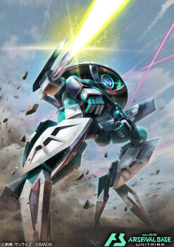 artist_request bandai beam_cannon cloud copyright_logo debris desert dust_cloud energy energy_beam firing gundam gundam_build_divers gundam_build_divers_re:rise logo machinery mecha mecha_focus mobile_suit no_humans official_art realistic robot science_fiction title turn_a_gundam wadom wodom_pod