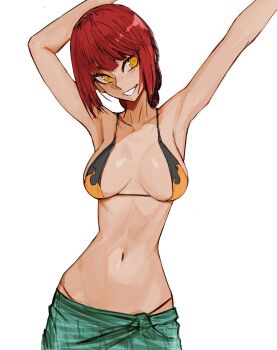 Rule 34 | 1girl, absurdres, blush, breasts, chainsaw man, highres, large breasts, makima (chainsaw man), red hair, ringed eyes, smile, tefi blum, unusual pupils, wide hips, yellow eyes