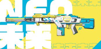 assault_rifle aurahack commentary cute_weapon english_commentary gun highres no_humans redesign rifle science_fiction solo trigger twitter_username valorant weapon weapon_focus