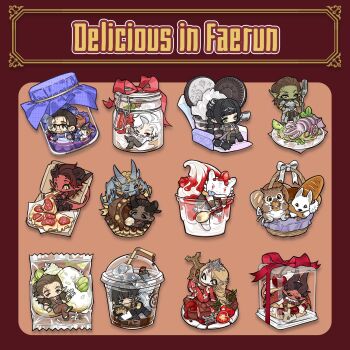 Rule 34 | 5girls, 6+boys, astarion, baldur's gate, baldur's gate 3, basket, border, bread, chibi, chibi only, cup, disposable cup, donut, dragonborn (d&amp;d), drinking straw, dungeons & dragons, eating, elf, enver gortash, food, fork, gale (baldur's gate), gith (d&amp;d), halsin, highres, holding, holding food, holding fork, holding spoon, ice, ice cream, ice cube, in container, in cup, in food, in jar, jar, karlach, lae'zel, mini person, miniboy, minigirl, mizora (baldur's gate), multiple boys, multiple girls, nyeigneous, orange background, oreo, orin the red, owlbear, pizza, pizza box, pointy ears, raphael (baldur's gate), red ribbon, ribbon, round border, scratch (baldur's gate), shadowheart (baldur's gate), sitting, spoon, tara (baldur's gate), the dark urge (baldur's gate), tiefling, whipped cream, wyll (baldur's gate)