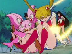 Rule 34 | 6+girls, animated, attack, between breasts, bishoujo senshi sailor moon, bishoujo senshi sailor moon supers, boots, bracelet, breasts, chibi usa, clenched hands, colored skin, covered navel, curvy, demon girl, do kanko (sailor moon), explosion, gloves, grass, grey leotard, grin, hair ornament, helmet, highleg, highleg leotard, highres, impossible clothes, jewelry, large breasts, lemures (sailor moon), leotard, living shadow, living weapon, long hair, looking at viewer, looking down, missile, multiple girls, open mouth, outdoors, pointy ears, revealing clothes, sailor chibi moon, sailor moon, shiny skin, simple background, sky, smile, tagme, thigh boots, toei animation, tree, tsukino usagi, video, wide hips
