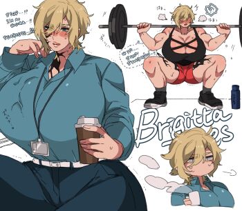 exercising highres mature_female muscular muscular_female office_lady picco tagme venom_(marvel) weightlifting
