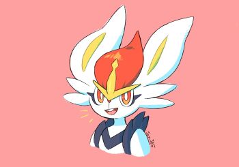 1girl animal_nose artist_name blue_fur body_fur bright_pupils buck_teeth cinderace cropped_torso female_focus flat_chest furry furry_female gen_8_pokemon happy j.jama looking_at_viewer nintendo notice_lines open_mouth pokemon pokemon_(creature) rabbit_ears rabbit_girl red_background red_eyes red_hair short_hair signature simple_background smile solo teeth two-tone_fur upper_body white_fur white_pupils