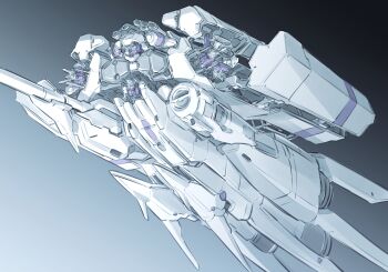dendrobium_schema flying gattai gradient_background gundam gundam_0083 gundam_gp-01_full_vernian_zephyranthes gundam_gp-02_physalis gundam_gp-03_stamen gundam_gp-04_gerbera highres kato_takuji looking_ahead looking_up mecha no_humans robot science_fiction v-fin yellow_eyes