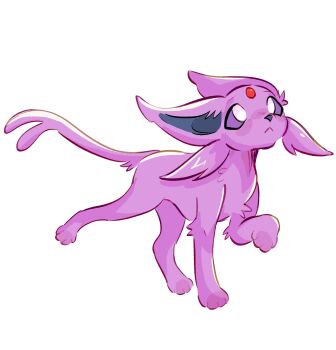 Rule 34 | bright pupils, espeon, forehead jewel, forked tail, gem, gen 2 pokemon, highres, izzypaw, looking at viewer, nintendo, no humans, pokemon, pokemon (creature), purple eyes, purple fur, red gem, simple background, solo, tail, white background, white pupils