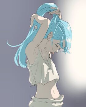 1other blue_hair expressionless pomodorosa ponytail rimuru_tempest tagme tensei_shitara_slime_datta_ken tying_hair