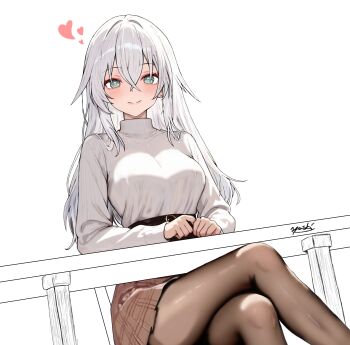 1girl absurdres black_heart_(neptunia) breasts commentary english_commentary hair_between_eyes highres long_bangs long_hair looking_at_viewer medium_breasts neptune_(series) shirt_tucked_in simple_background skirt smile solo white_background yoshi_mcswagger