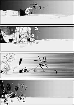 2girls 4koma absurdres arknights ban_syou comic gavial_(arknights) highres implied_sex lying multiple_girls on_stomach pointy_ears tomimi_(arknights)