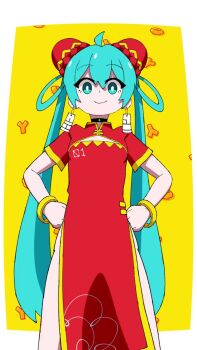3girls ahoge akita_neru animated aqua_eyes aqua_hair atena_fumei black_choker black_pants blonde_hair bouncing_breasts bracelet breasts bright_pupils china_dress chinese_clothes choker collared_shirt crossdressing crossdressing_(ftm) double-parted_bangs dress drill_hair earrings formal_clothes frown gold_bracelet grey_suit hair_between_eyes hair_ornament hands_on_own_hips hatsune_miku head_rest highres jewelry kasane_teto light_blush long_hair long_sleeves multiple_girls necktie odochina_(vocaloid) ofuda ofuda_on_head open_mouth pants red_dress red_eyes red_hair red_necktie red_shirt red_trim shirt short_sleeves side_ponytail small_breasts smile sound suit synthesizer_v tagme tareme triple_baka_(group) twin_drills twintails utau very_long_hair video vocaloid white_shirt white_sleeves wide_sleeves yellow_eyes
