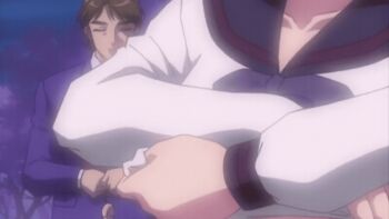 00s 1boy 1girl 2004 animated animated_gif birthmark birthmark_on_breast birthmark_on_chest black_gate black_gate_kan_in_no_gakuen blue_jacket blush bouncing_breasts breasts brown_hair closed_eyes clothes_lift jacket kasumi_kadomori lowres mark_on_breast medium_breasts narifumi_hosokawa necktie nipples outdoors pale_skin penis red_necktie school school_uniform shirt shirt_lift tagme undressing white_shirt