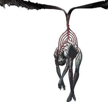 1boy black_straps black_wings colored_skin full_body grey_skin hypnos_(persona_3) official_art persona persona_(summon) persona_3 simple_background soejima_shigenori solo third-party_source transparent_background veins wings