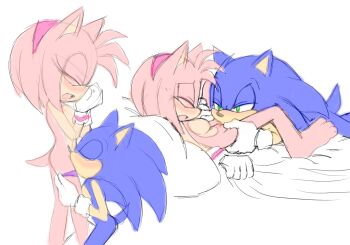 1boy 1girl amy_rose angelofhapiness barefoot blush breasts couple cunnilingus feet fellatio flat_color furry furry_female furry_male furry_with_furry gloves hedgehog hetero highres legs oral panties panty_pull pussy sega sex simple_background sonic_(series) sonic_the_hedgehog source_request underwear undressing_another vaginal white_background