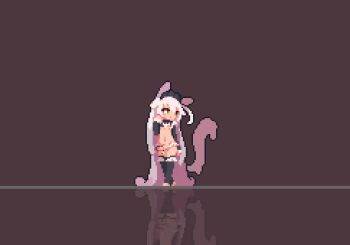 1boy animal_ears animated black_thighhighs cat02a looping_animation multicolored_hair nipples nude original penis reflection standing tagme tail thighhighs transformation two-tone_hair video wolf