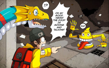 Rule 34 | d sandy, digimon, digimon (creature), highres, mameo (digimon), scumon, seadramon, teeth, tongue, tongue out