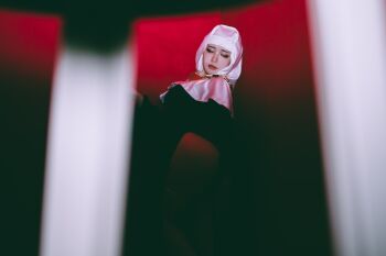 1girl 5y_mmo absurdres black_dress buddhist_nun commentary_request cosplay cosplay_photo curvy dress fate/extra fate/extra_ccc fate/grand_order fate_(series) gold_necklace highres jewelry mature_female necklace photo_(medium) sessyoin_kiara solo thighhighs white_coif white_thighhighs