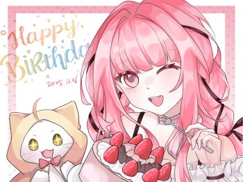 Rule 34 | + +, 1girl, ahoge, animal, bare shoulders, birthday, birthday cake, black bow, black ribbon, blunt bangs, bow, bow choker, bowtie, braid, brown eyes, cake, cat, chinese commentary, choker, cloak, clothed animal, collarbone, commentary request, dated, dot nose, drooling, ear covers, excited, food, fork, frilled shirt, frilled sleeves, frills, fruit, hair bow, hair intakes, hair ribbon, happy, happy birthday, highres, holding, holding fork, holding plate, hood, hood up, hooded cloak, infinity nikki, laibeichengerzhi88424, light blush, long hair, long sidelocks, long sleeves, looking at viewer, low twin braids, momo (nikki), nikki (nikki), nikki (series), off-shoulder shirt, off shoulder, one eye closed, open mouth, outside border, perfect start (infinity nikki), pink bow, pink bowtie, pink choker, pink hair, plate, red bow, red bowtie, ribbon, shirt, sidelocks, single stripe, smile, sparkling eyes, strawberry, striped bow, striped bowtie, striped choker, striped clothes, teeth, traditional bowtie, tress ribbon, twin braids, upper body, upper teeth only, very long hair, whiskers, white background, white cat, white shirt, yellow cloak