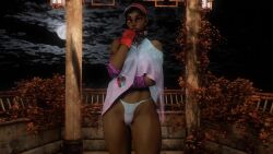 1girl 3d absurdres animated bikini braid hairdressing highres kimberly_jackson multicolored_hair night solo standing street_fighter street_fighter_6 swimsuit tagme toned toned_female video virt-a-mate