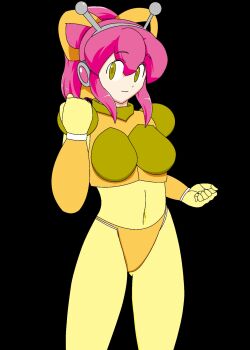 Rule 34 | 1girl, alternate color, android, armor, assatakku, bikini armor, black background, blue eyes, boots, breasts, clenched hands, closed mouth, commentary request, hair ribbon, hairband, hand up, headphones, highres, hyper roll (marvel vs. capcom), joints, knee boots, large breasts, long hair, looking at viewer, marvel vs. capcom, mechanical arms, mechanical boots, mechanical legs, mega man (classic), mega man (series), pink hair, ponytail, radio antenna, ribbon, robot, robot girl, robot joints, roll (mega man), shoulder armor, sidelocks, simple background, smile, solo, standing, variant set, yellow armor, yellow eyes, yellow ribbon